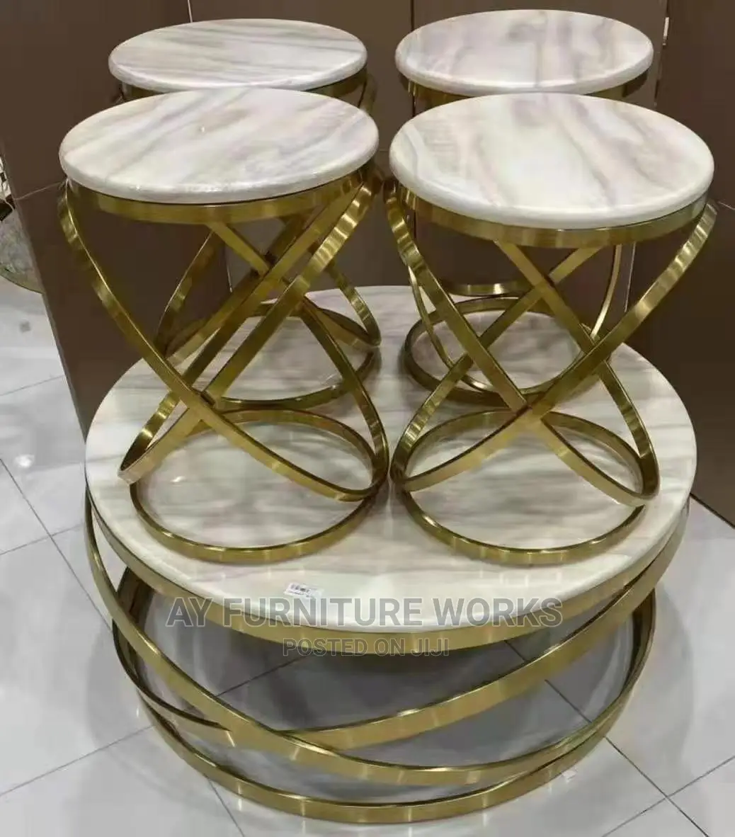 Pure Marble Top Centre Table and Stools