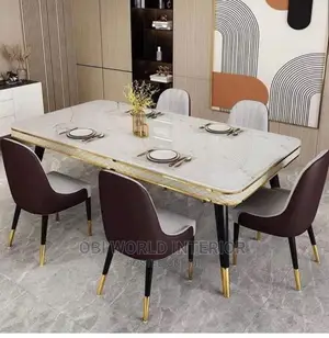 Quality 6 Seater Marble Top Dining Set.