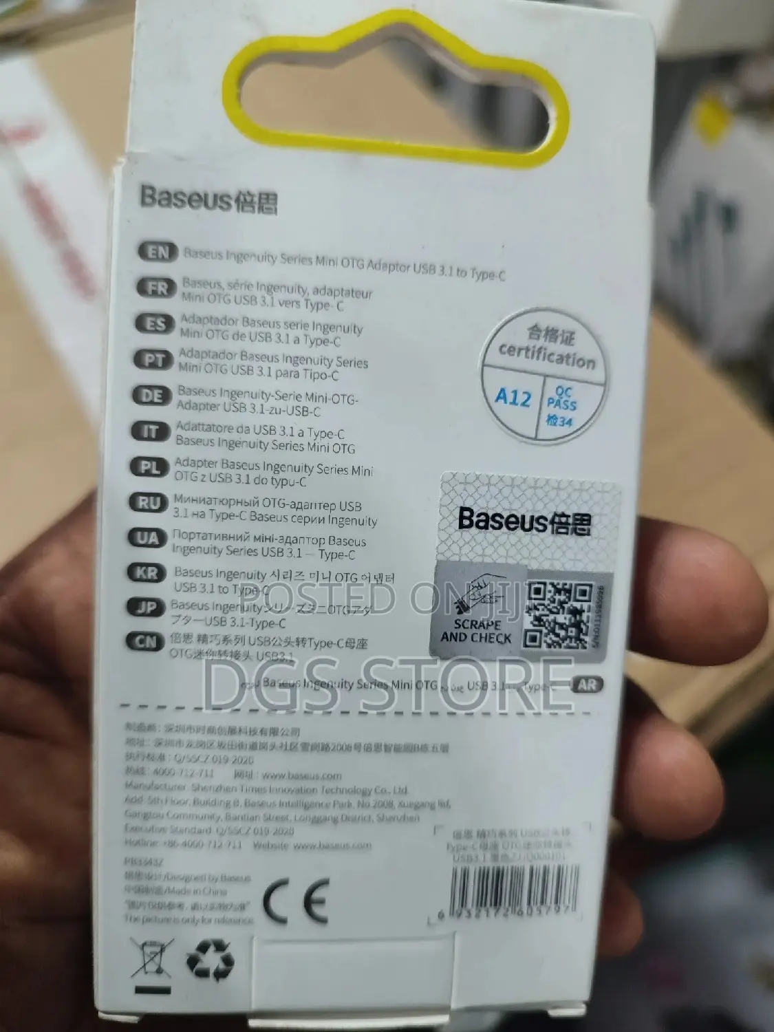 Baseus Ingenuity Series Mini OTG Adapter Usb 3.1 to Type C