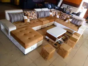 U-Shaped Sofa Chairs With Pillows,Table,Stools. Fabric Couch. Lik02
