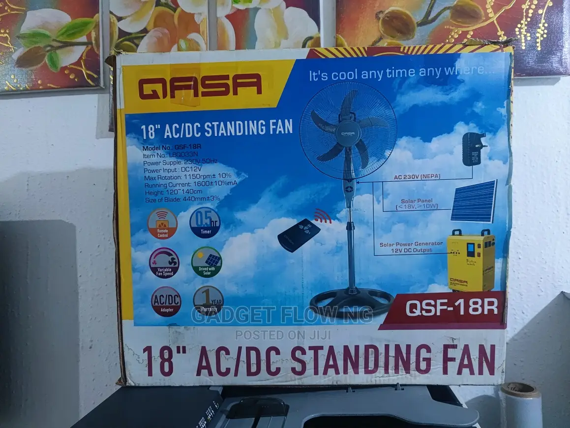 Qasa 18 Inches AC/DC Standing Fan + Remote
