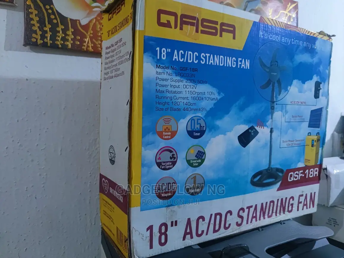 Qasa 18 Inches AC/DC Standing Fan + Remote