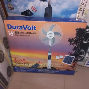 Dura Volt 16inches Rechargeable Fan With Solar Panel Bulbs