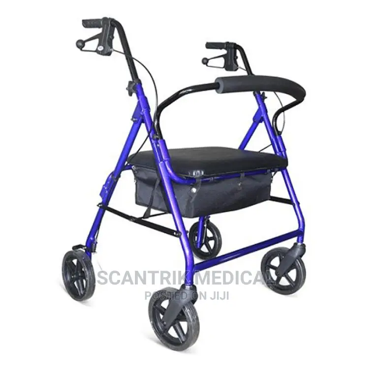 Walking Rollator, Aluminum, Foldable, Removable Back Support