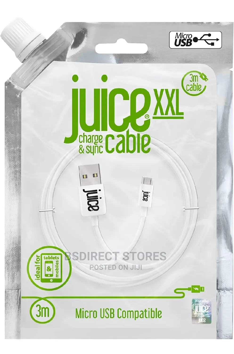 Juice XXL 3m Micro USB Date Charge Sync Cable Universal