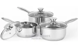Russell Hobbs 3 Piece Easy Strain Saucepans With Lip Lids
