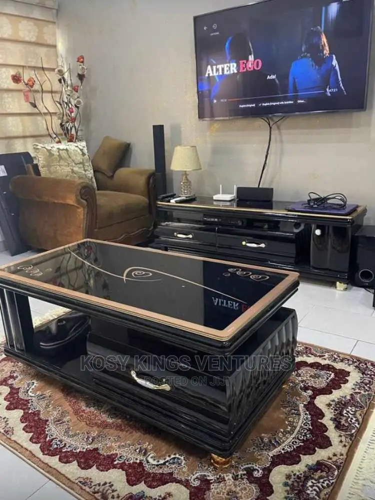 Luxurious TV Stand With Centre Table Set Black