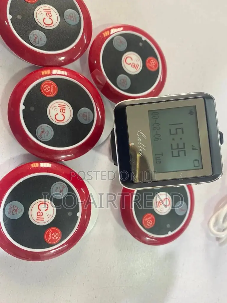 Restaurant Calling System Watch Receiver + 5pcs Call Button