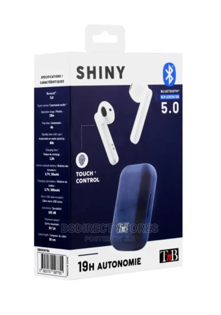 Shiny Earphones Bluetooth Touch Control - White/ Blue/ Red
