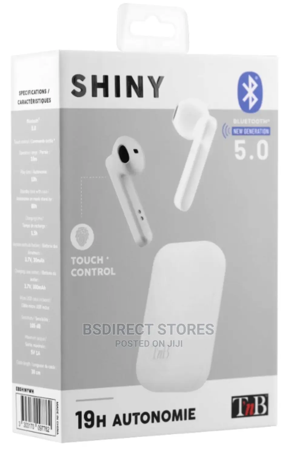 Shiny Earphones Bluetooth Touch Control - White/ Blue/ Red