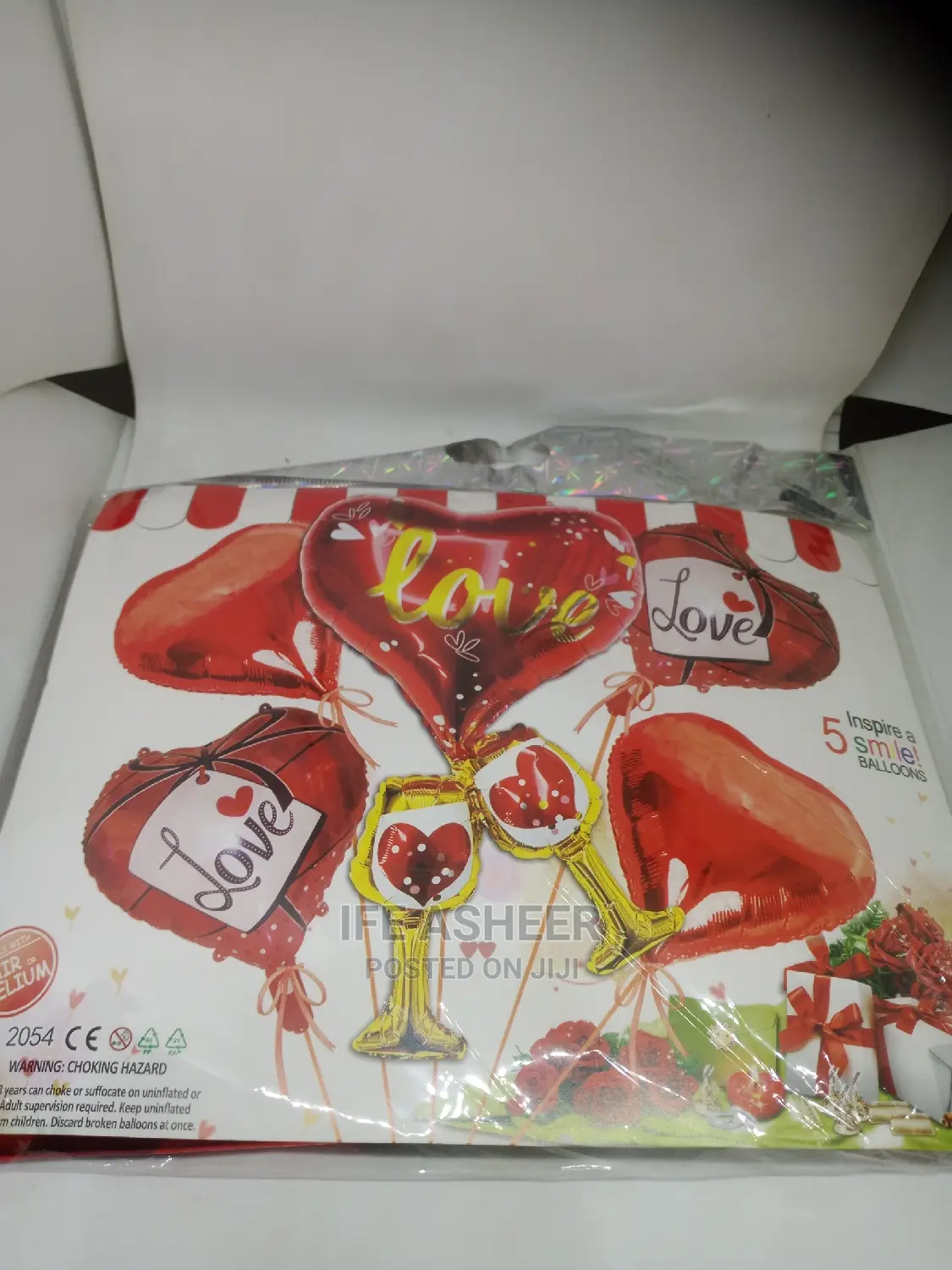 Heart Shape Red Balloon With String - 5pcs