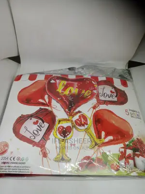 Heart Shape Red Balloon With String - 5pcs