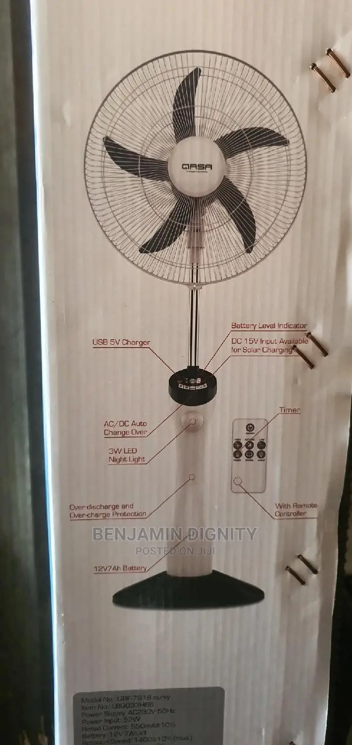 18” Rechargeable Solar Fan