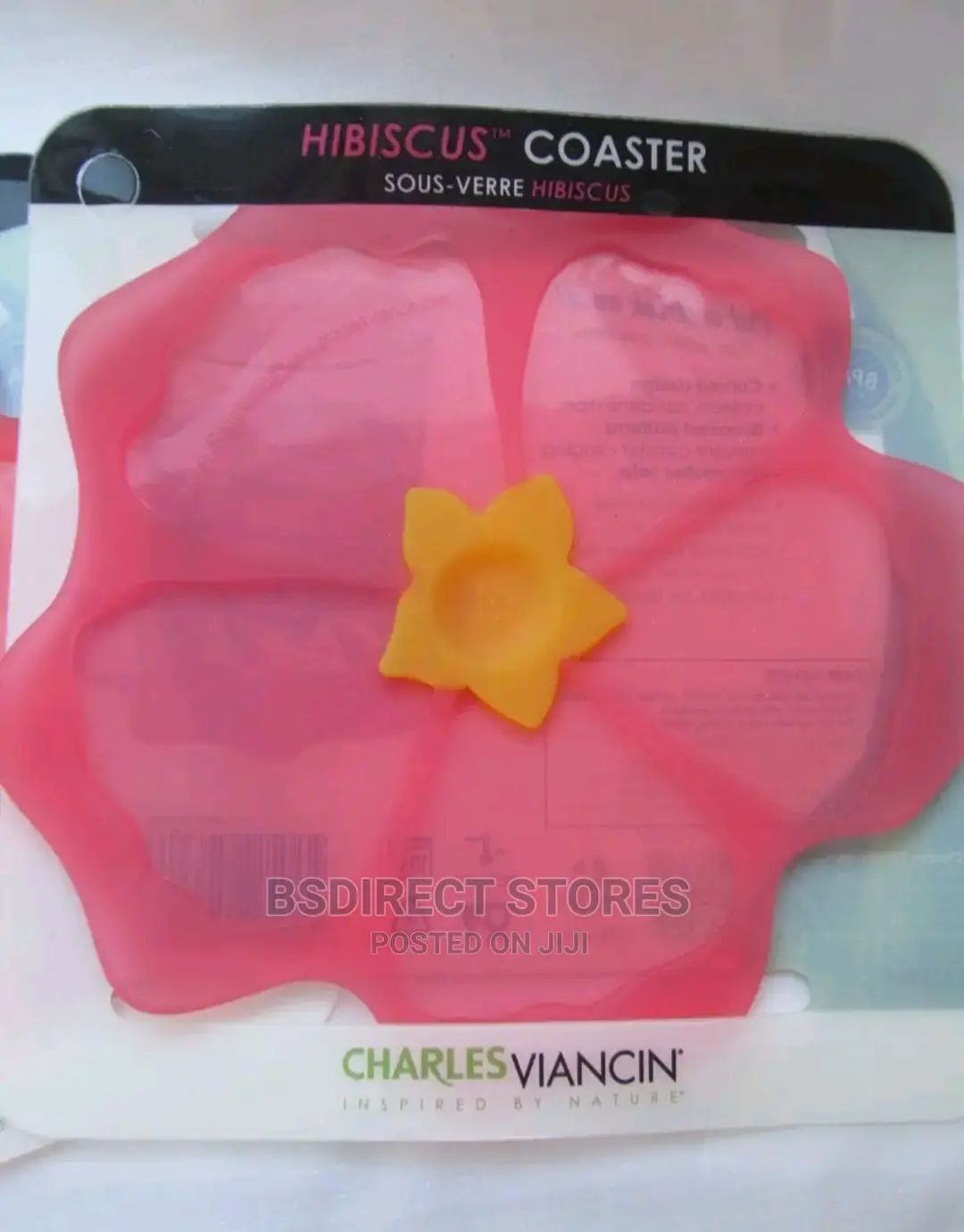 Charles Viancin Silicone Drink Coaster. Hibiscus,Banana Leaf