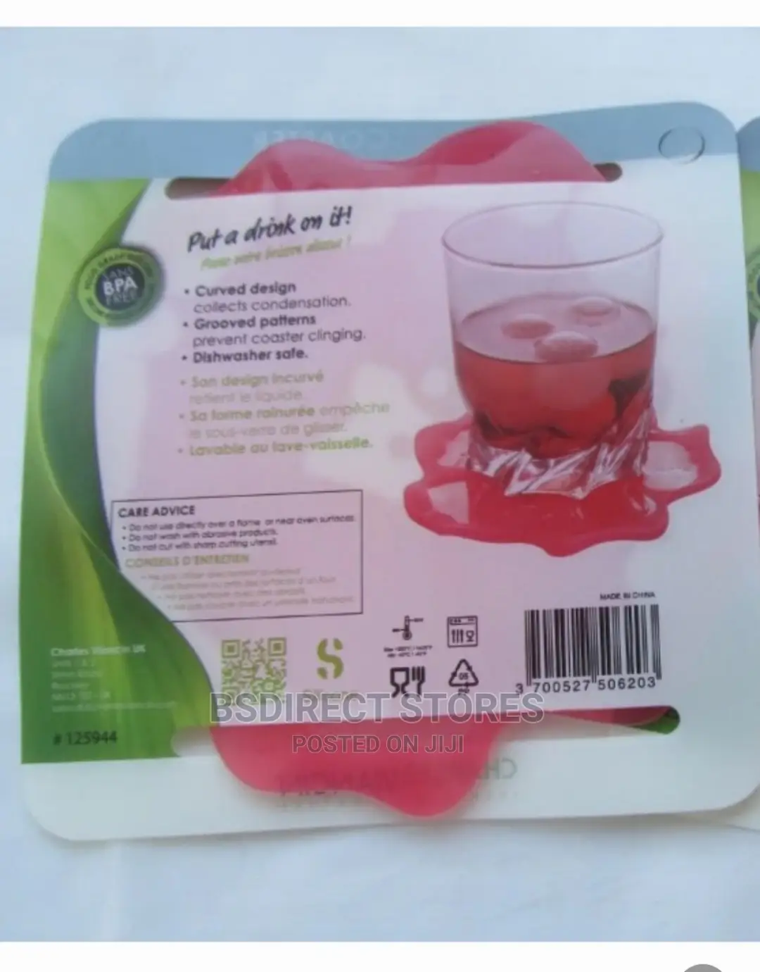 Charles Viancin Silicone Drink Coaster. Hibiscus,Banana Leaf