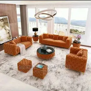 Beautiful Chesterfield Sofa With Puff and Center Table
