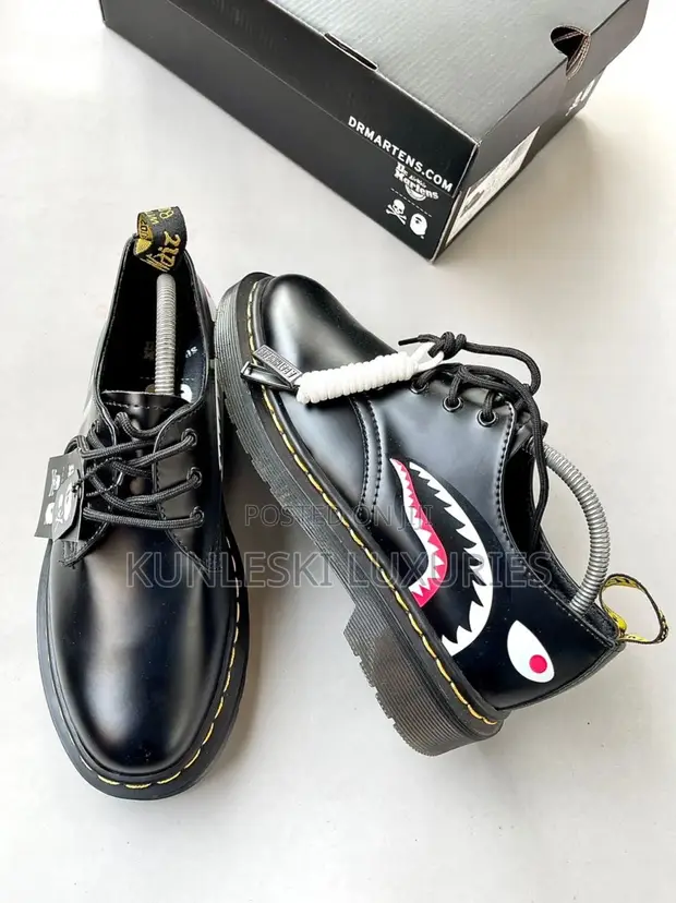 A Bathing Ape X Dr Martens 1461 X Mastermind Black Shoe for sale