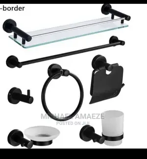 Complete Set Of Black Bathroom Accessories
