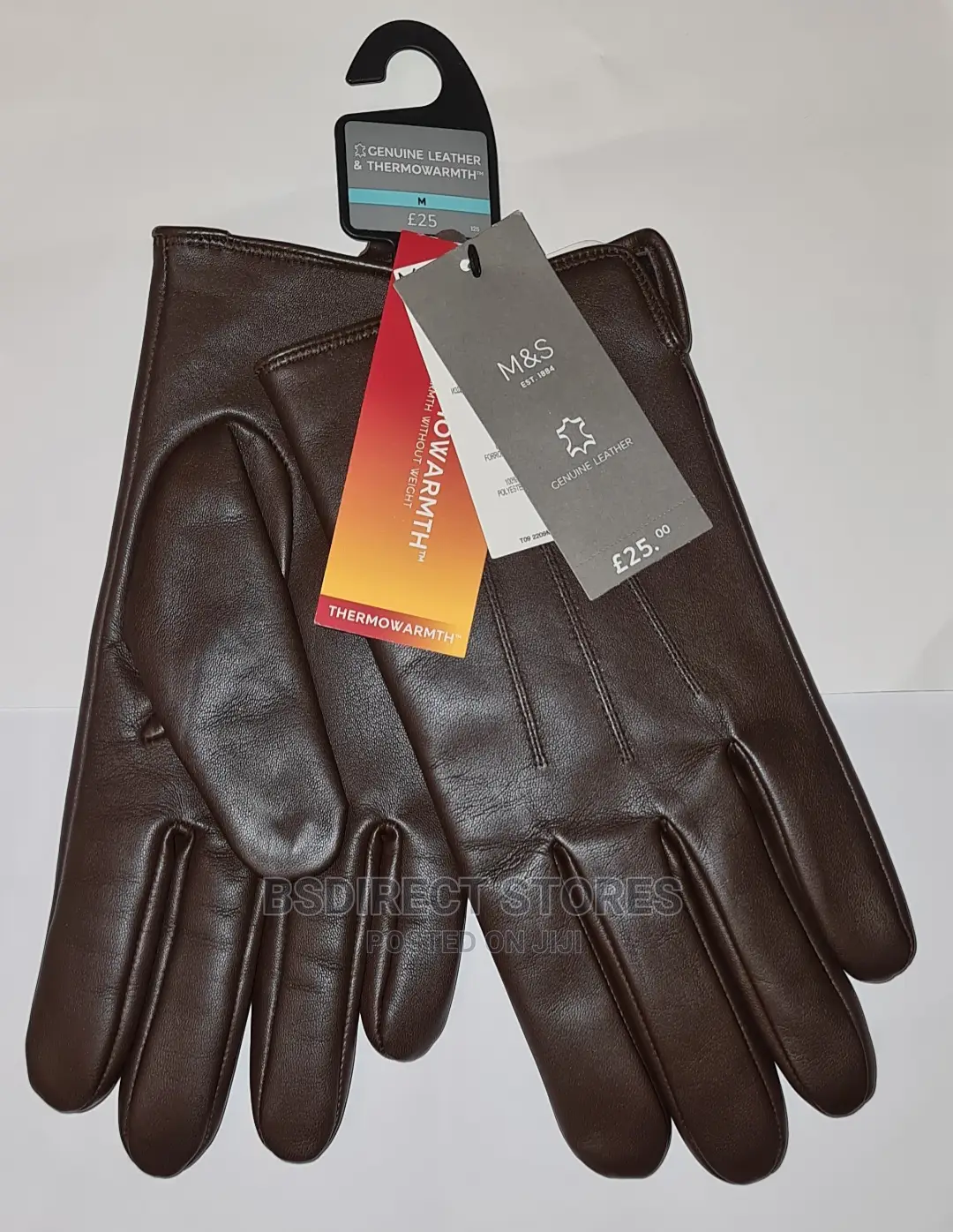 MARKS AND SPENCER Brown Luxury Leather Gloves. Thermowarmth