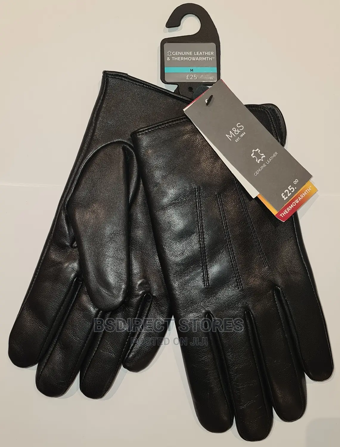 MARKS AND SPENCER Black Luxury Leather Gloves. Thermowarmth