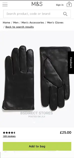 MARKS AND SPENCER Black Luxury Leather Gloves. Thermowarmth