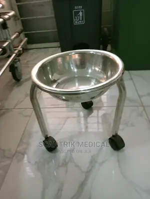 Medical Bowl Stand Trolley- 'Kick-About' Stainless Steel