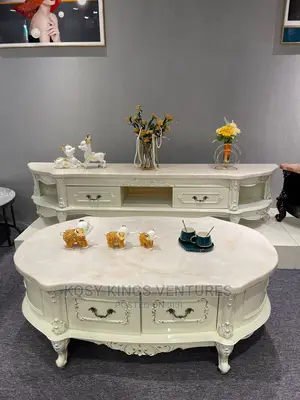 Photo - Luxurious Royal Marble Top TV Stand With Centre Table