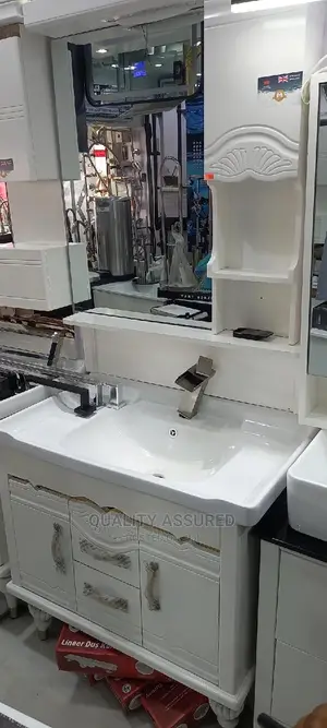 White Cabinet With Cupboard.