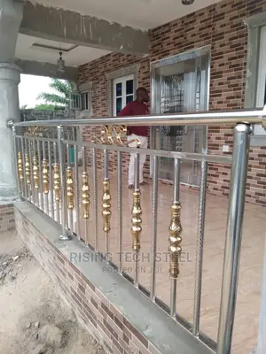Stainless Handrail With Gold Flowers 304pipes