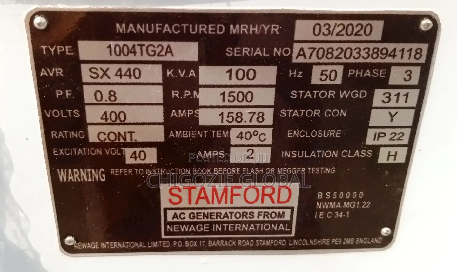 Perkins 100kva Soundproof Diesel Generator