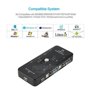 4 Port KVM Switch USB 2.0 VGA Splitter Printer Mouse Keyboar