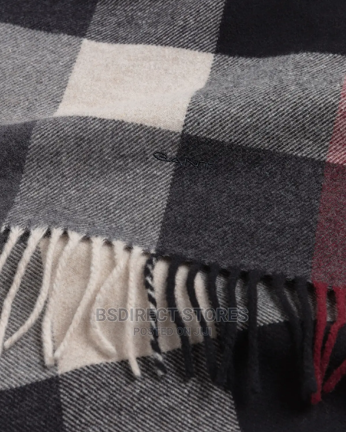 GENUINE GANT D2. Multi Check Wool Scarf Antracit Melange