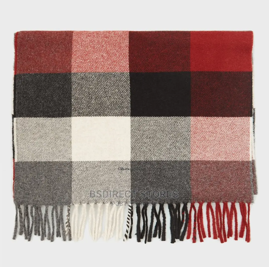 GENUINE GANT D2. Multi Check Wool Scarf Antracit Melange