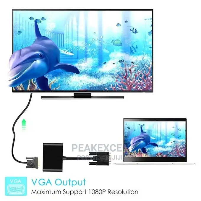 2-in-1 VGA to HDMI VGA Adapter Converter Splitter