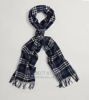 Genuine Gant Luxury Check Twill Scarf Evening Blue
