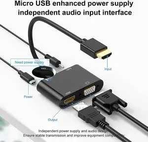 Hdmi to Hdmi Vga Adapter Dual Display Converter Splitter - 1 in 2 Out