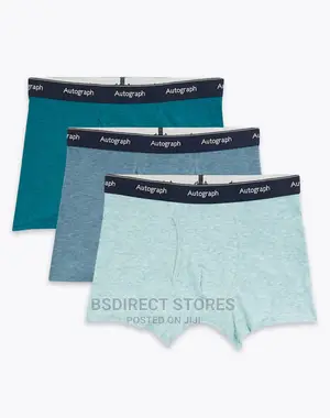 Marks and Spencer Blue Mix 3 Pack Supima Cotton Blend Trunks