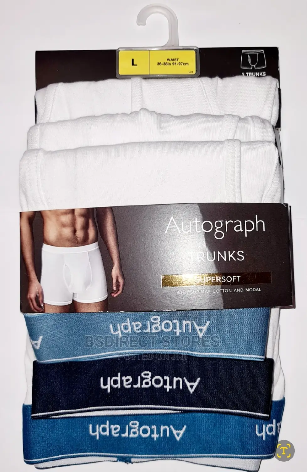Marks and Spencer White Mix 3pack Supima Cotton Blend Trunks