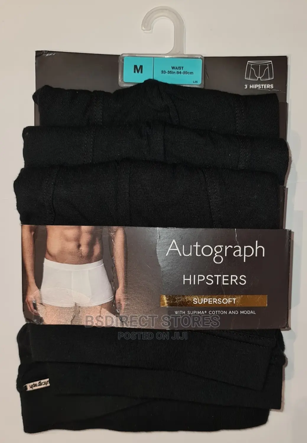 Marks and Spencer Black 3 Pack Supima Cotton Blend Hipsters