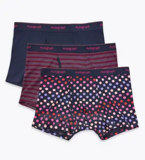 Marks and Spencer Red Mix 3 Pack Supima Cotton Blend Trunks