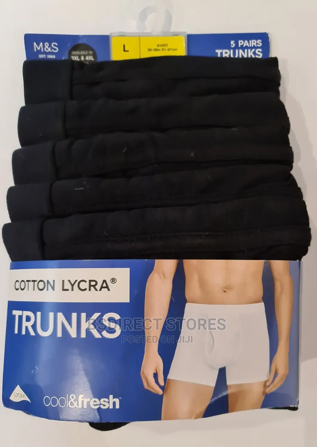 Marks and Spencer Black 5 Packs Cotton Cool Fresh Trunks