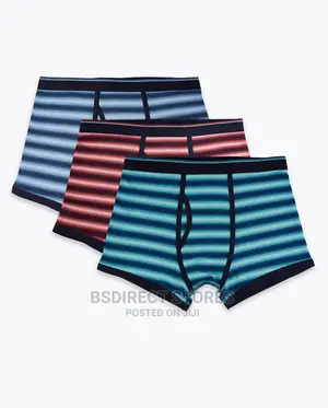 Marks and Spencer Large Stripe 3pk Cotton Cool Fresh Trunk