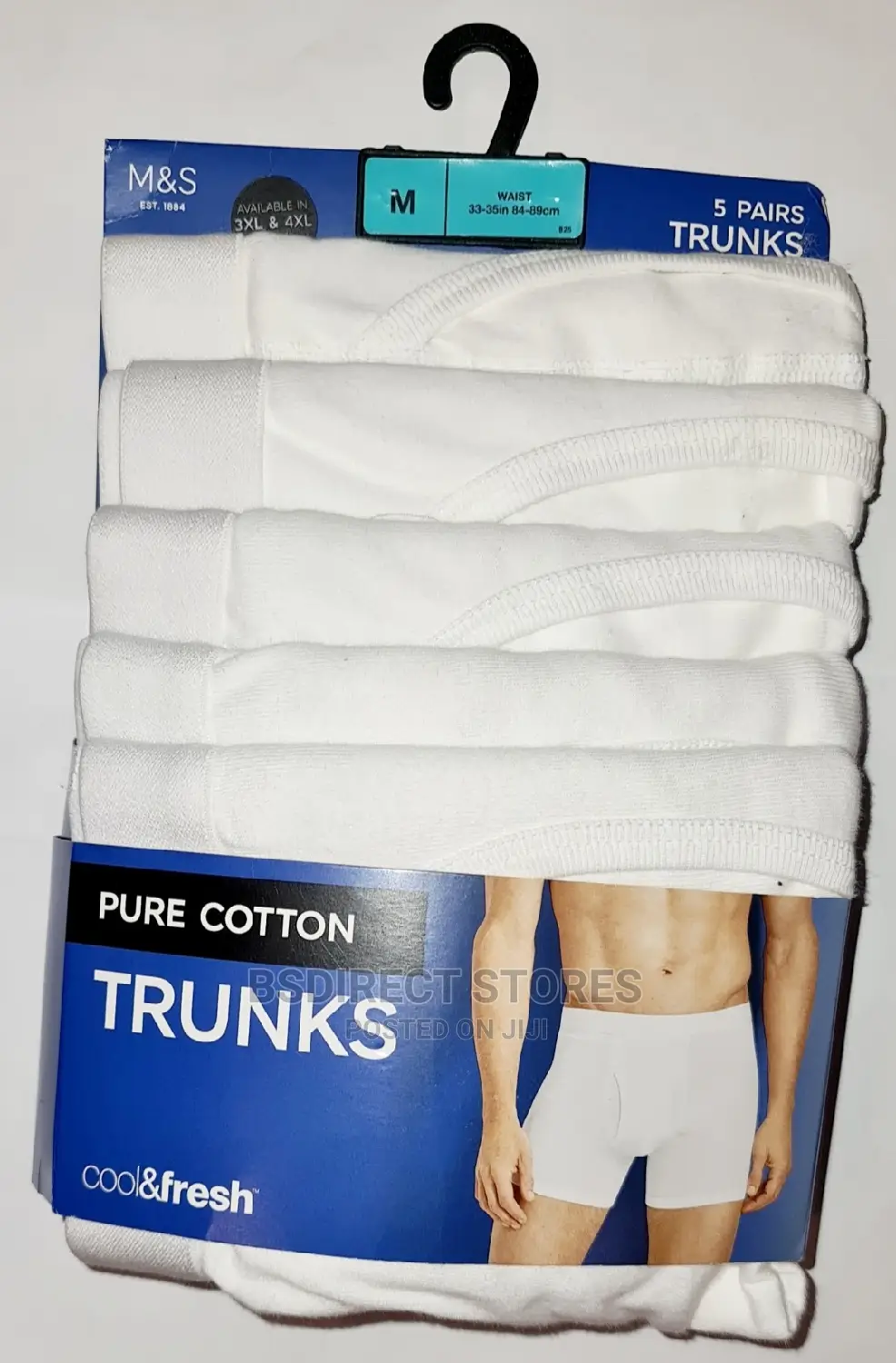 Marks Spencer Pure White 5 Pks Cotton Cool Fresh Trunks