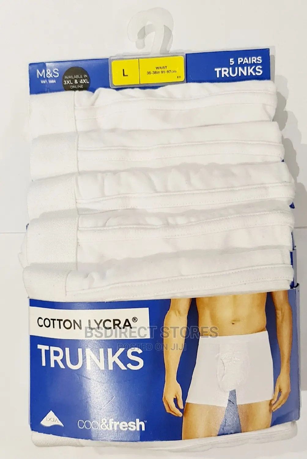 Marks Spencer Pure White 5 Pks Cotton Cool Fresh Trunks