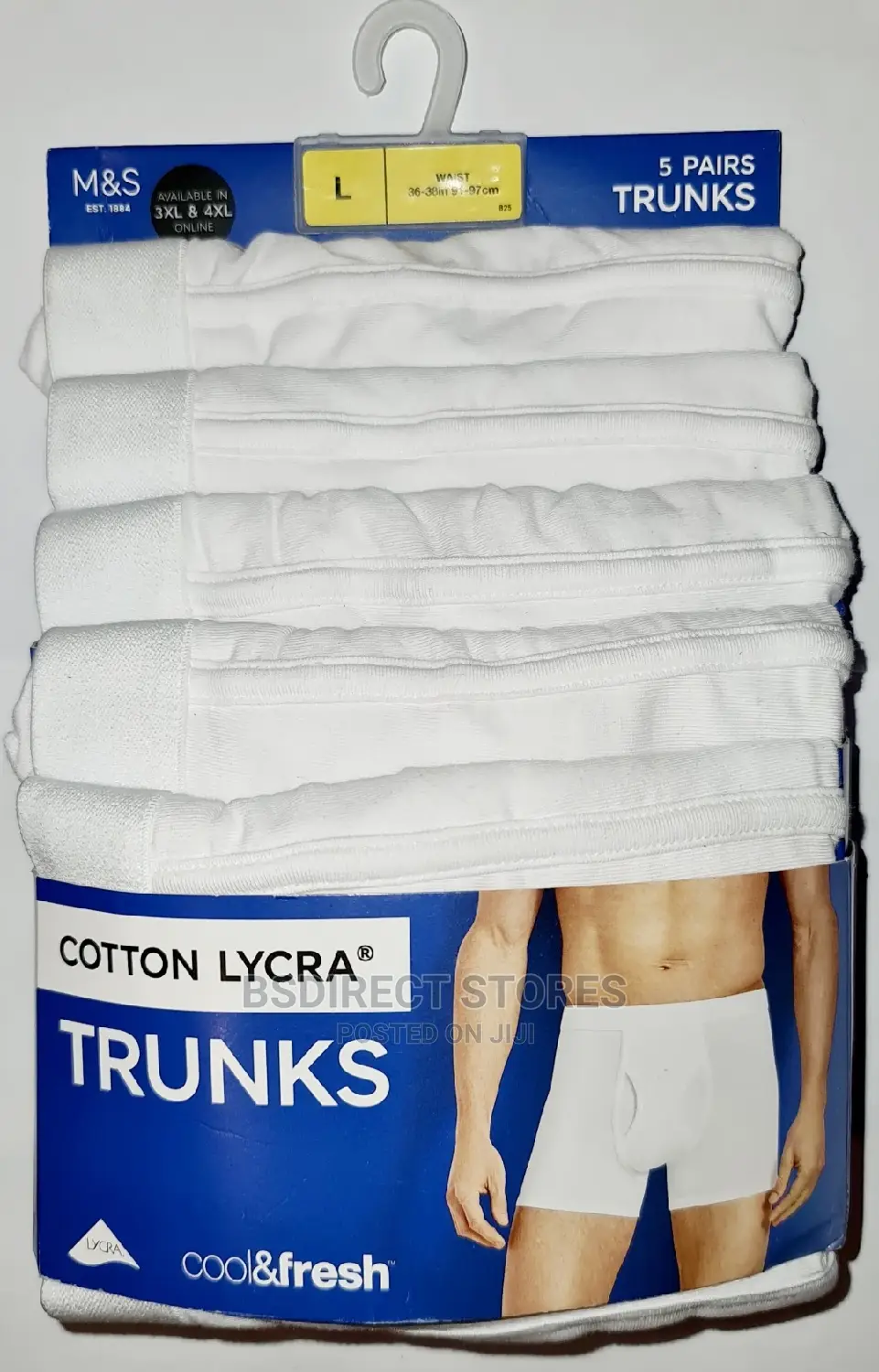 Marks Spencer Pure White 5 Pks Cotton Cool Fresh Trunks