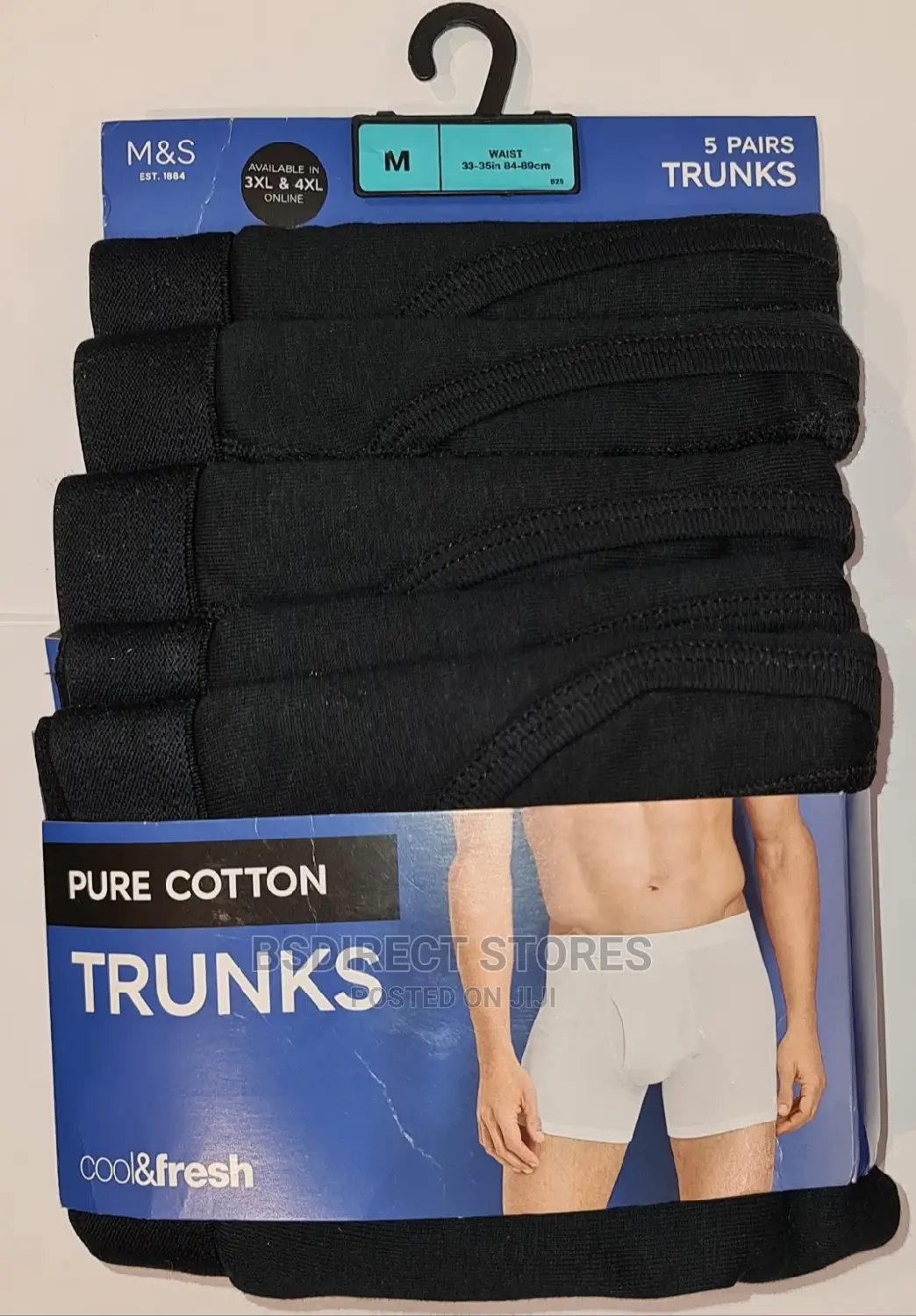 Marks and Spencer Black 5 Packs Cotton Cool Fresh Trunks