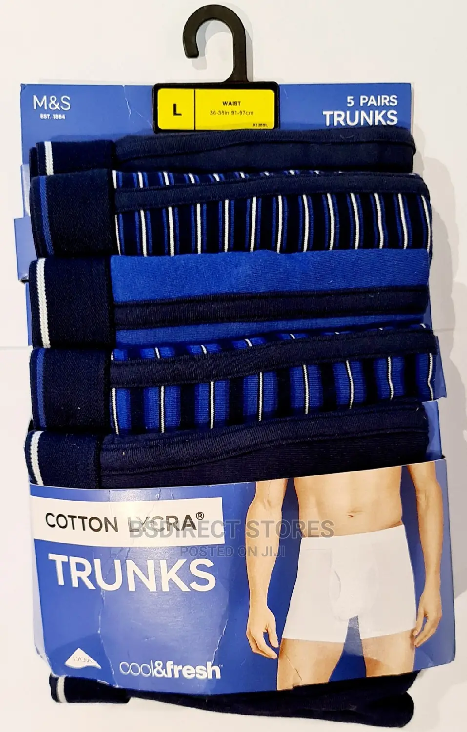 Marks Spencer Blue Mix 5 Packs Cotton Cool Fresh Trunks