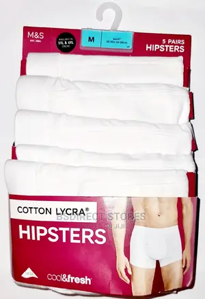 Marks and Spencer Pure White 5 Pack Cool Fresh Hipsters