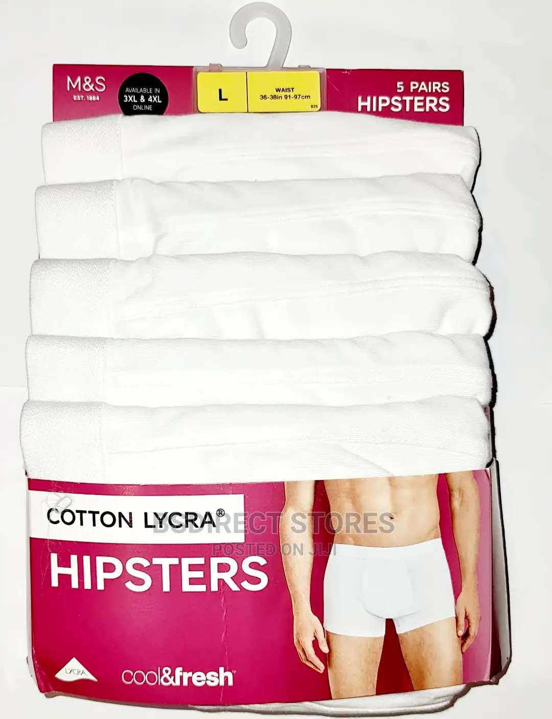 Marks and Spencer Pure White 5 Pack Cool Fresh Hipsters