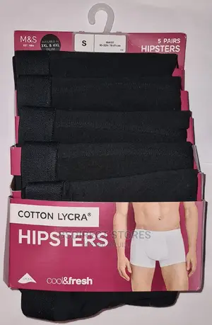 Marks and Spencer All Black 5 Pack Cool Fresh Hipsters